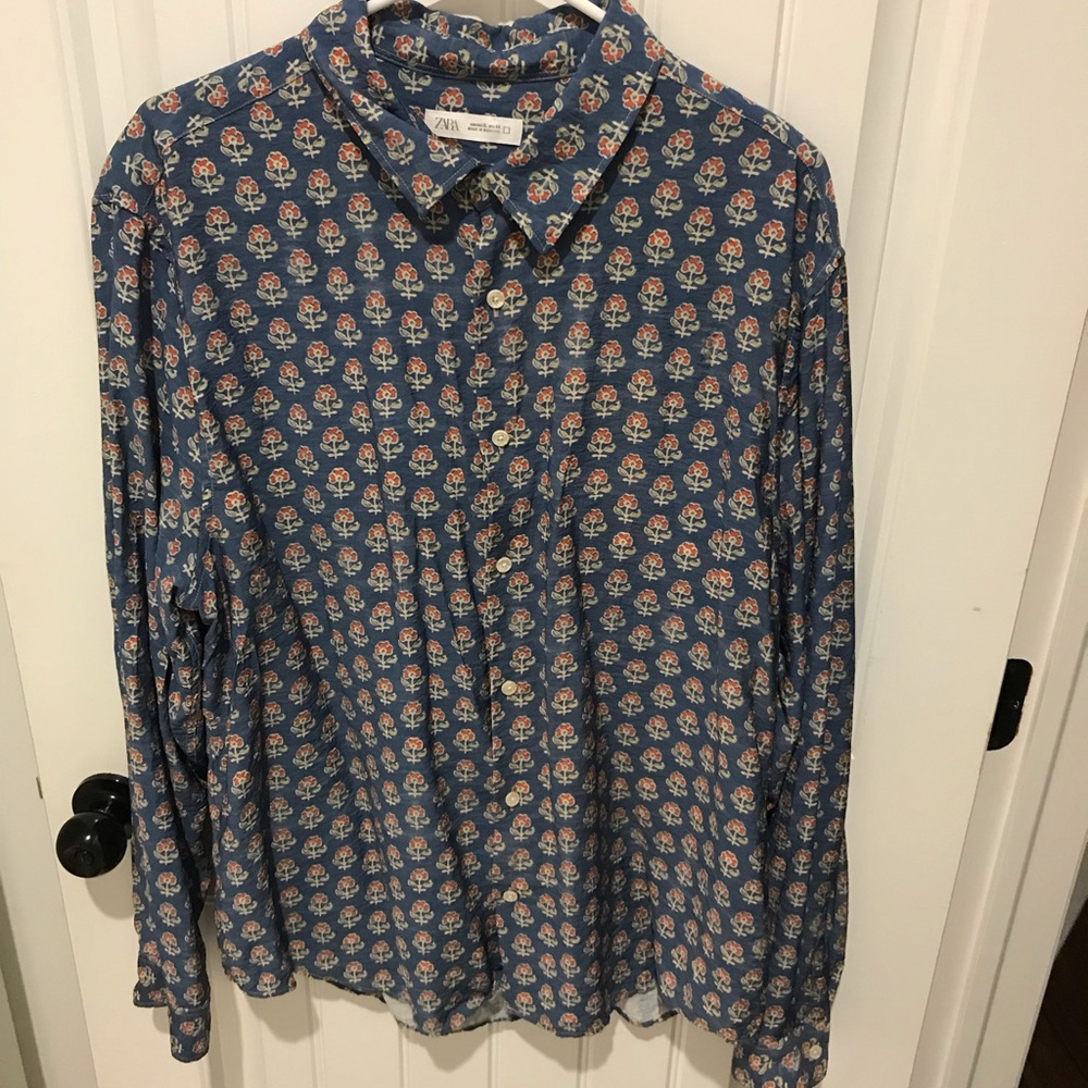 Zara Floral Print Button-Down Shirt